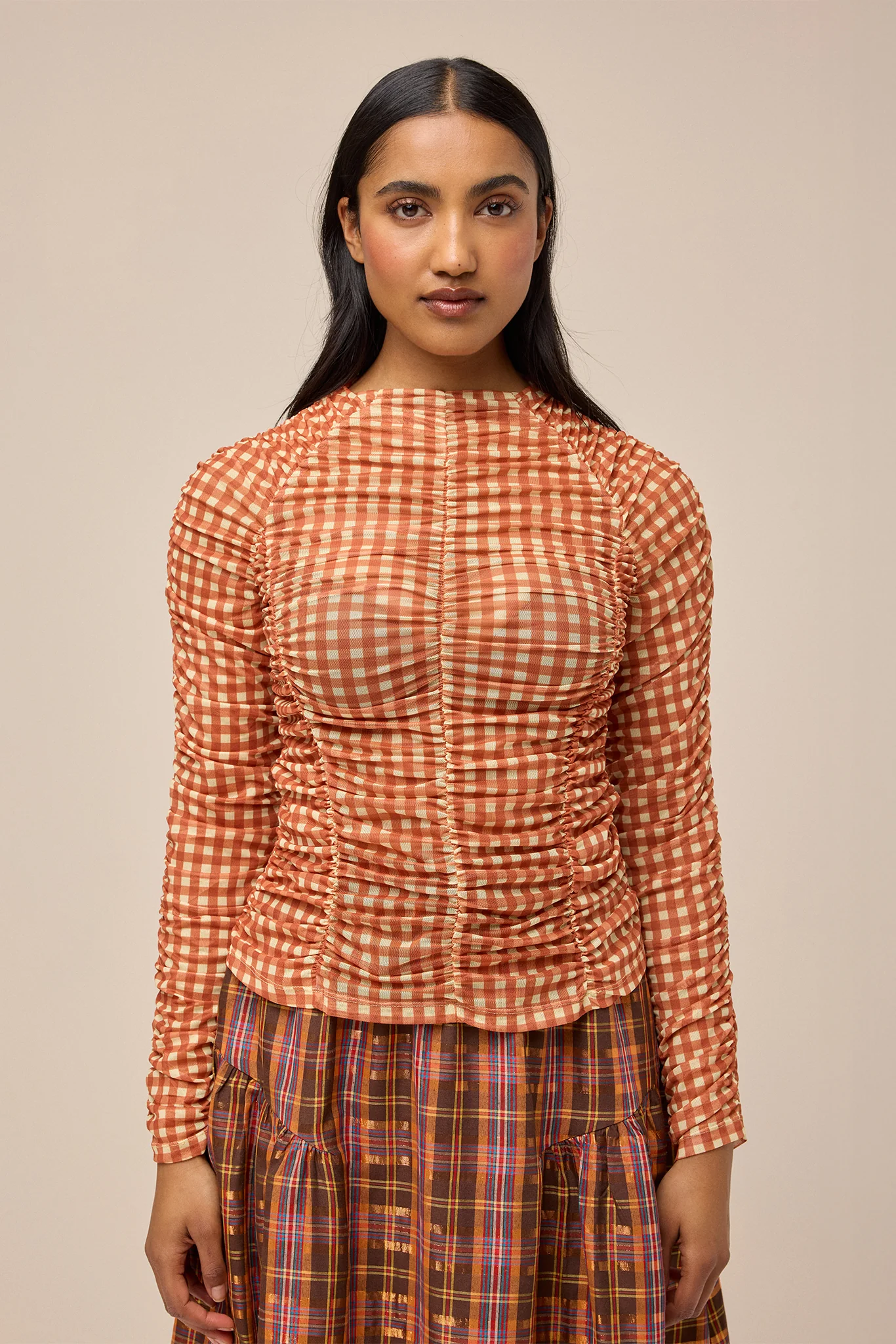 JUNY MESH TOP - HAYBELL GINGHAM - Hercitys