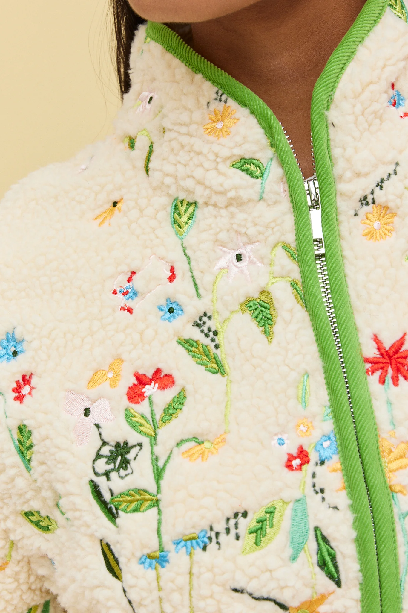 EMBROIDERED FLEECE JACKET - GARDEN - Hercitys