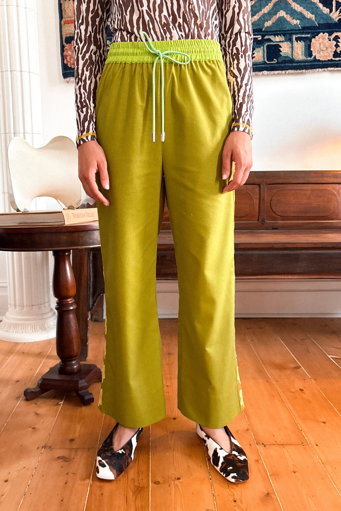 COLUMN PANT - MATCHA FLOWER - Hercitys