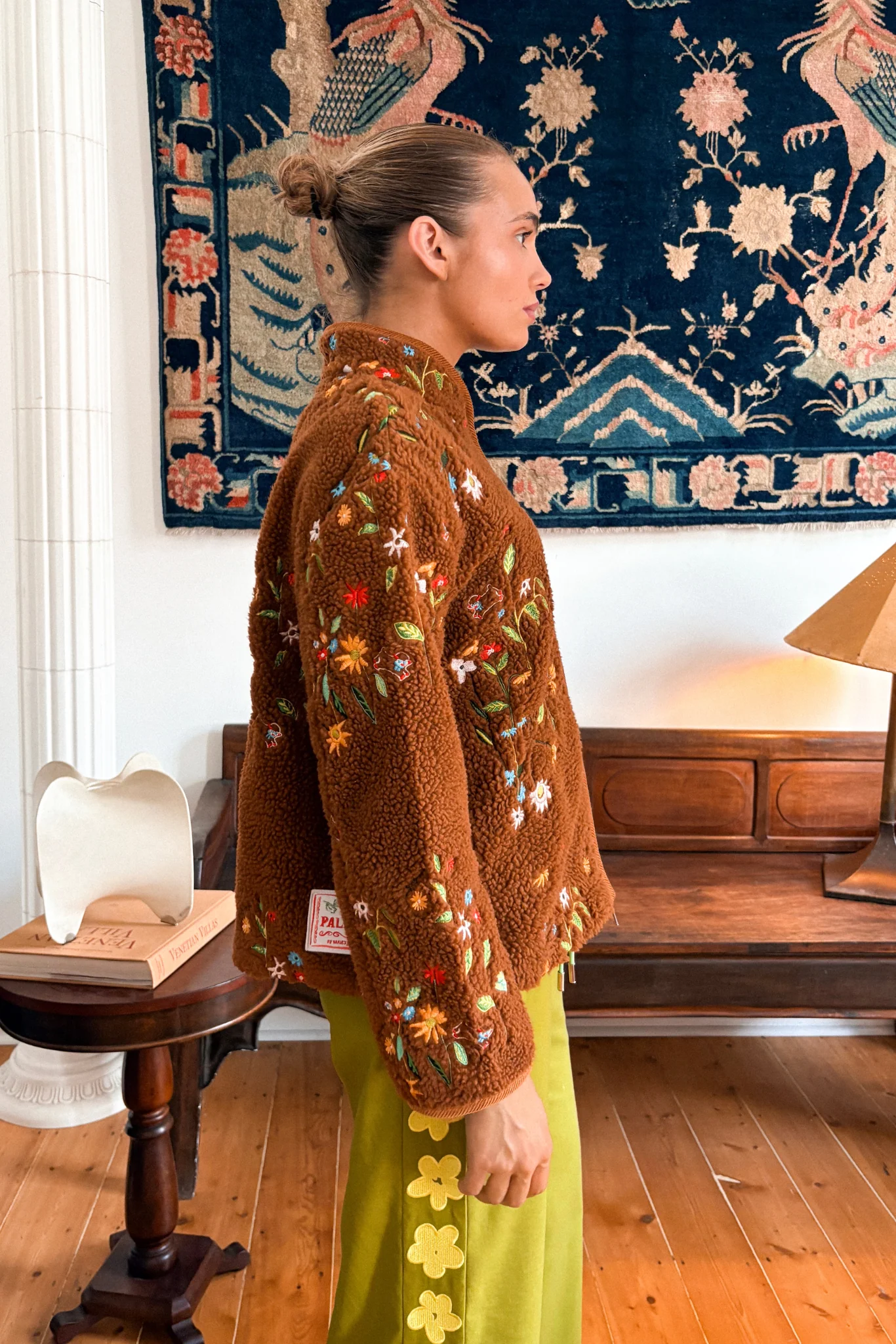 EMBROIDERED FLEECE JACKET - CHOCOLATE GARDEN - Hercitys