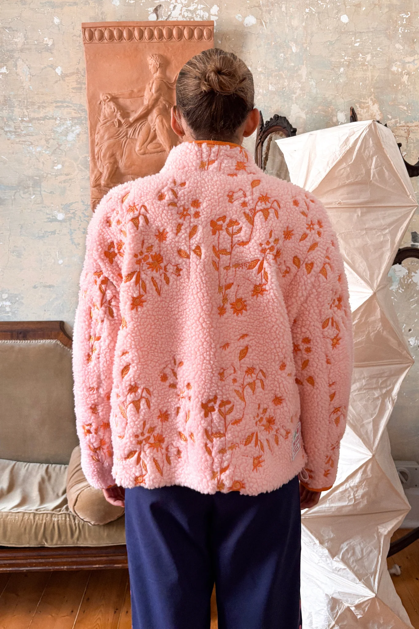 EMBROIDERED FLEECE JACKET - BLUSH GARDEN - Hercitys